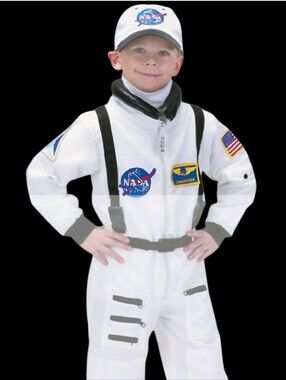 AEROMAX Jr Astronaut Suit Costume Size XL 12-14 Boys Kids NASA Jumpsuit Cap NIP